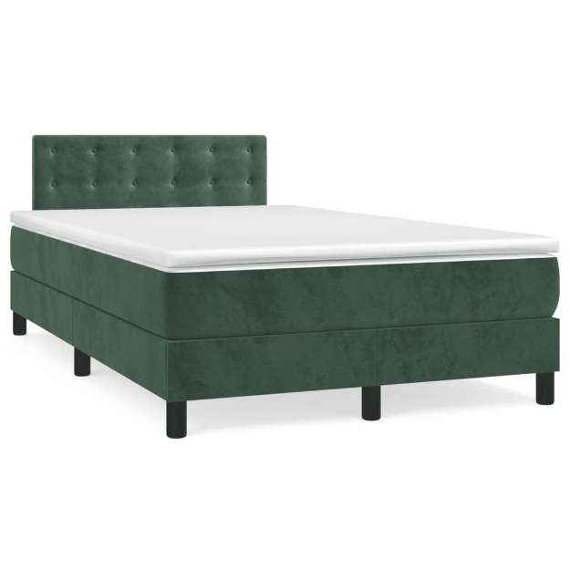 Giroletto a Molle con Materasso Verde Scuro 120x190 cm Velluto