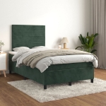 Giroletto a Molle con Materasso Verde Scuro 120x190 cm Velluto