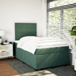 Giroletto a Molle con Materasso Verde Scuro 120x190 cm Velluto