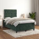 Giroletto a Molle con Materasso Verde Scuro 120x190 cm Velluto