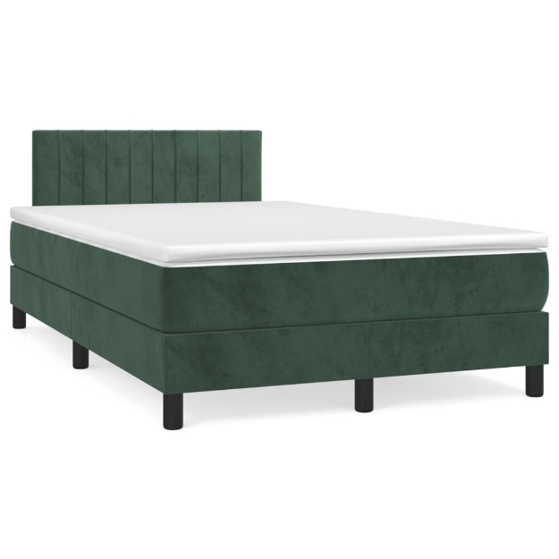 Giroletto a Molle con Materasso Verde Scuro 120x190 cm Velluto