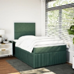 Giroletto a Molle con Materasso Verde Scuro 120x200 cm Velluto