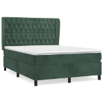 Giroletto a Molle con Materasso Verde Scuro 140x190 cm Velluto