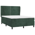 Giroletto a Molle con Materasso Verde Scuro 140x190 cm Velluto