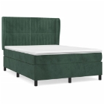 Giroletto a Molle con Materasso Verde Scuro 140x190 cm Velluto