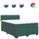 Giroletto a Molle con Materasso Verde Scuro 140x190 cm Velluto