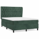 Giroletto a Molle con Materasso Verde Scuro 140x200 cm Velluto