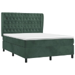 Giroletto a Molle con Materasso Verde Scuro 140x200 cm Velluto