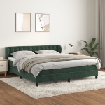 Giroletto a Molle con Materasso Verde Scuro 160x200 cm Velluto