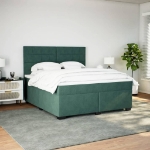 Giroletto a Molle con Materasso Verde Scuro 180x200 cm Velluto