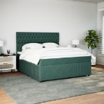 Giroletto a Molle con Materasso Verde Scuro 180x200 cm Velluto