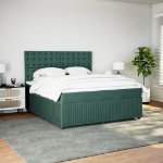 Giroletto a Molle con Materasso Verde Scuro 180x200 cm Velluto