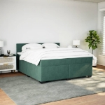 Giroletto a Molle con Materasso Verde Scuro 180x200 cm Velluto