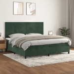 Giroletto a Molle con Materasso Verde Scuro 200x200 cm Velluto