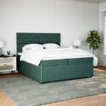 Giroletto a Molle con Materasso Verde Scuro 200x200 cm Velluto