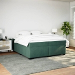 Giroletto a Molle con Materasso Verde Scuro 200x200 cm Velluto