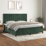 Giroletto a Molle con Materasso Verde Scuro 200x200 cm Velluto
