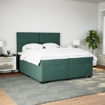 Giroletto a Molle con Materasso Verde Scuro 200x200 cm Velluto