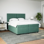 Giroletto a Molle con Materasso Verde Scuro 200x200 cm Velluto