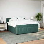 Giroletto a Molle con Materasso Verde Scuro 200x200 cm Velluto