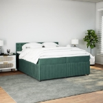 Giroletto a Molle con Materasso Verde Scuro 200x200 cm Velluto