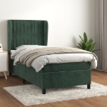 Giroletto a Molle con Materasso Verde Scuro 80x200 cm Velluto