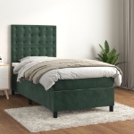 Giroletto a Molle con Materasso Verde Scuro 80x200 cm Velluto