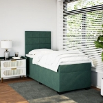 Giroletto a Molle con Materasso Verde Scuro 80x200 cm Velluto
