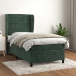 Giroletto a Molle con Materasso Verde Scuro 80x200 cm Velluto