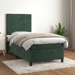 Giroletto a Molle con Materasso Verde Scuro 80x200 cm Velluto