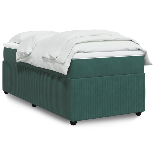 Giroletto a Molle con Materasso Verde Scuro 80x200 cm Velluto