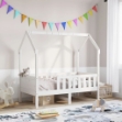 Giroletto Casetta Bambini Bianco 70x140 cm Legno Massello Pino