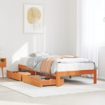 Giroletto Cassetti Marrone Cera 90x190cm Legno Massello di Pino