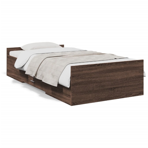 Giroletto Cassetti Rovere Marrone 90x200 cm Legno Multistrato