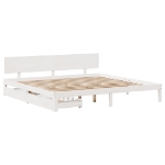 Giroletto con Cassetti Bianco 180x200 cm Legno Massello di Pino