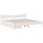 Giroletto con Cassetti Bianco 180x200 cm Legno Massello di Pino
