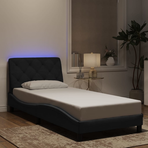 Giroletto con Luce LED Nero 90x190 cm in Velluto