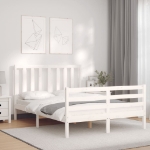 Giroletto con Testiera Bianco 120x200 cm in Legno Massello