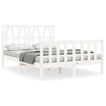 Giroletto con Testiera Bianco 140x190 cm in Legno Massello