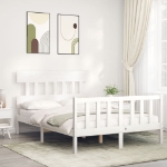 Giroletto con Testiera Bianco 140x190 cm in Legno Massello