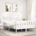 Giroletto con Testiera Bianco 140x200 cm in Legno Massello