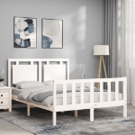 Giroletto con Testiera Bianco 140x200 cm in Legno Massello