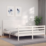 Giroletto con Testiera Bianco 160x200 cm Legno Massello
