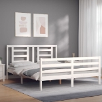 Giroletto con Testiera Bianco 160x200 cm Legno Massello