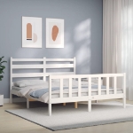Giroletto con Testiera Bianco 160x200 cm Legno Massello