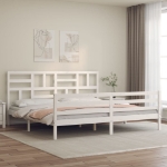 Giroletto con Testiera Bianco 200x200 cm in Legno Massello