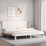 Giroletto con Testiera Bianco 200x200 cm in Legno Massello