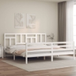 Giroletto con Testiera Bianco 200x200 cm in Legno Massello
