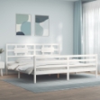 Giroletto con Testiera Bianco 200x200 cm in Legno Massello