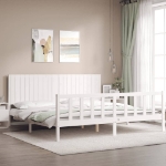 Giroletto con Testiera Bianco 200x200 cm in Legno Massello